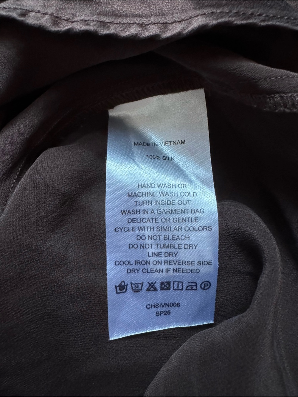 Quince 100% Washable Silk Three-Quarter Sleeve Shirt Hot Fudge Brown Size Small - Picture 10 of 10